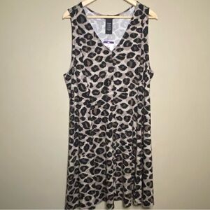 Premise Leopard Print Tank Dress XXL Brown Tan V-Neck Casual Cruise Resort New